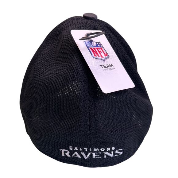 NFL Team Headwear Baltimore Ravens Football Mesh Back Stretch Hat Black & Gray - Picture 4 of 6